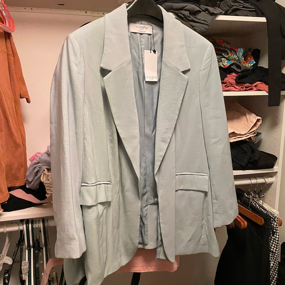Violeta by Mango Baby Blue Blazer 3XL